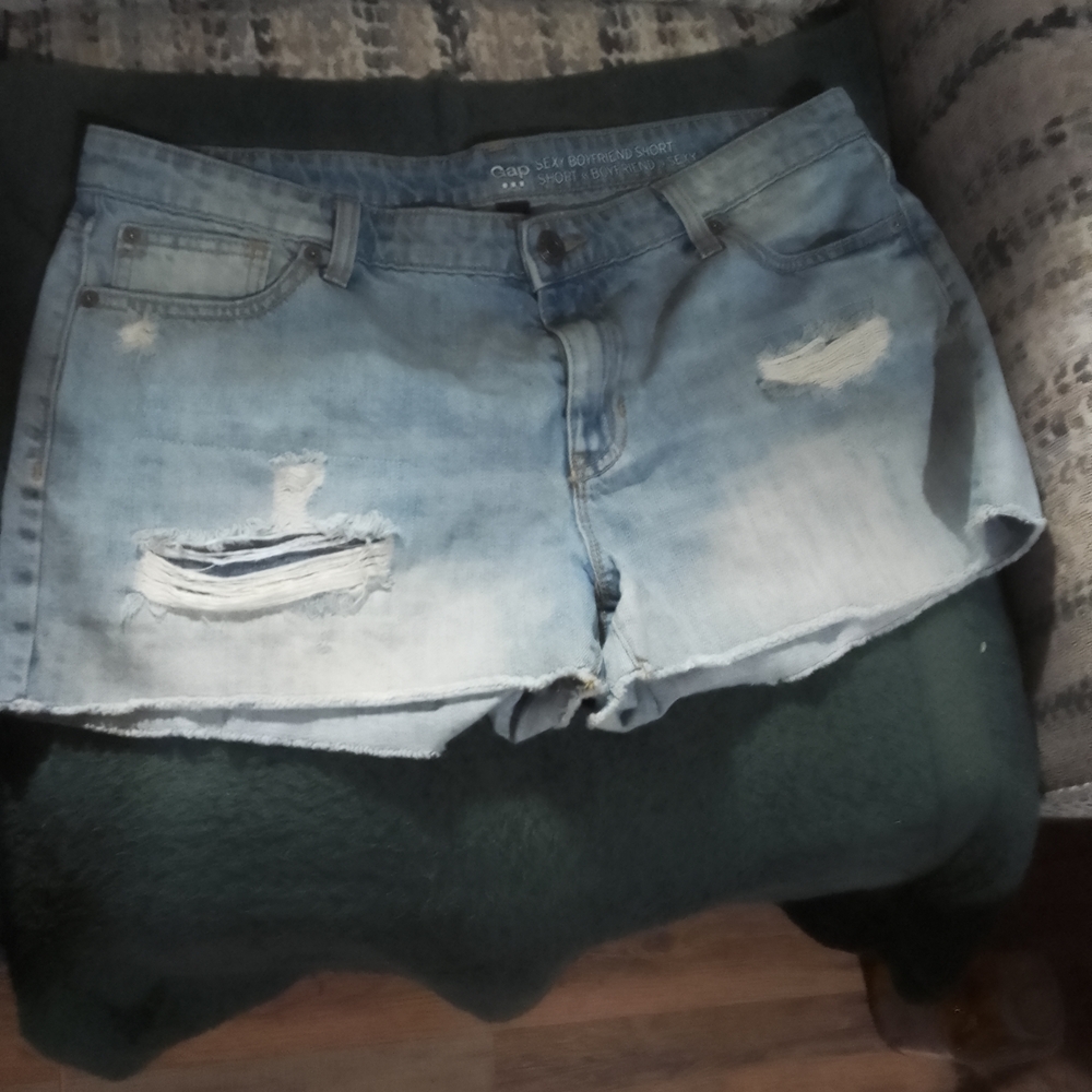 GAP Light Blue Distressed Denim‎ Cutoff Shorts